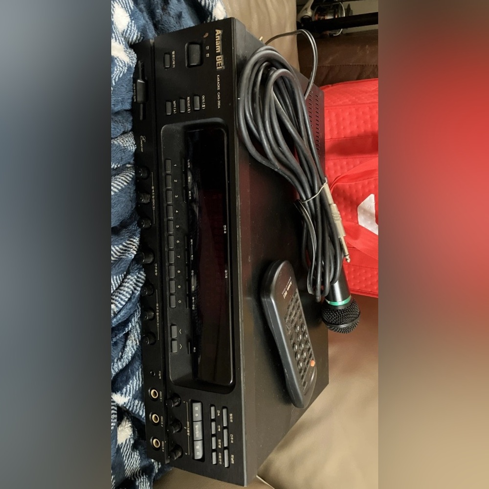 Black Audio Mixer with Microphone and Remote
